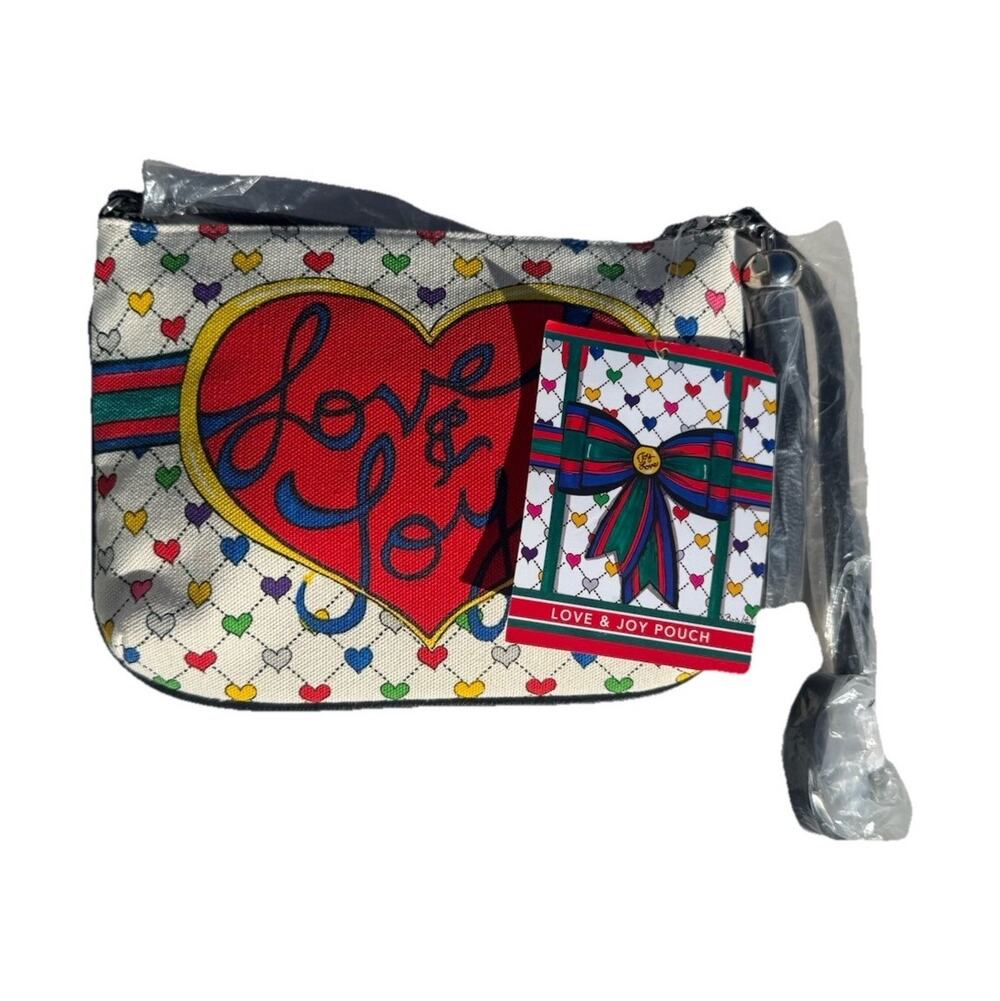 Brighton Love & Joy Crossbody Bag - Heart Bow Accents, Zip Closure, Heart Patte…